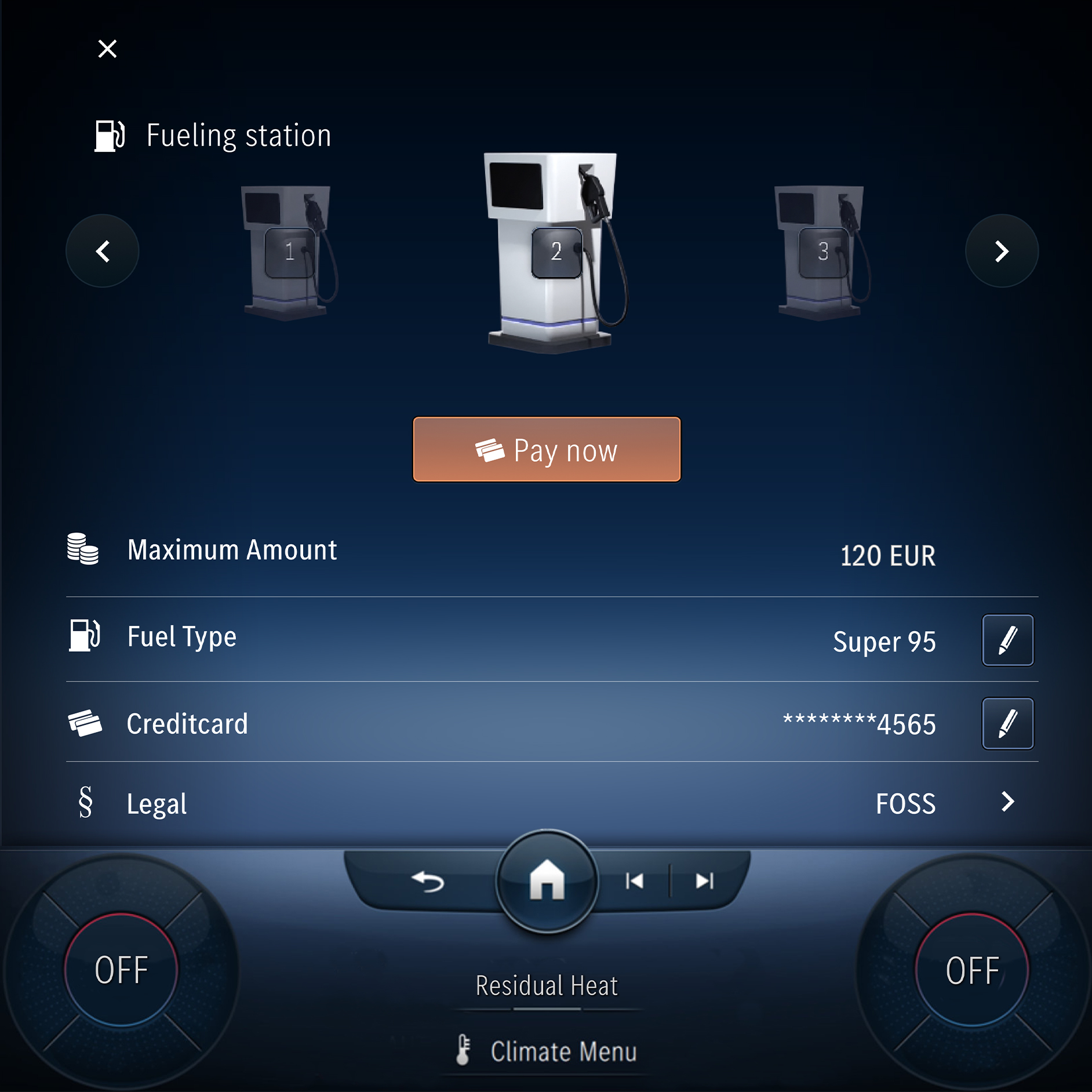 Combustível & Pagamento | Equipamento de série | Mercedes-Benz O Fuel & Pay como parte do Equipamento de série dos Extras Digitais da Mercedes-Benz.