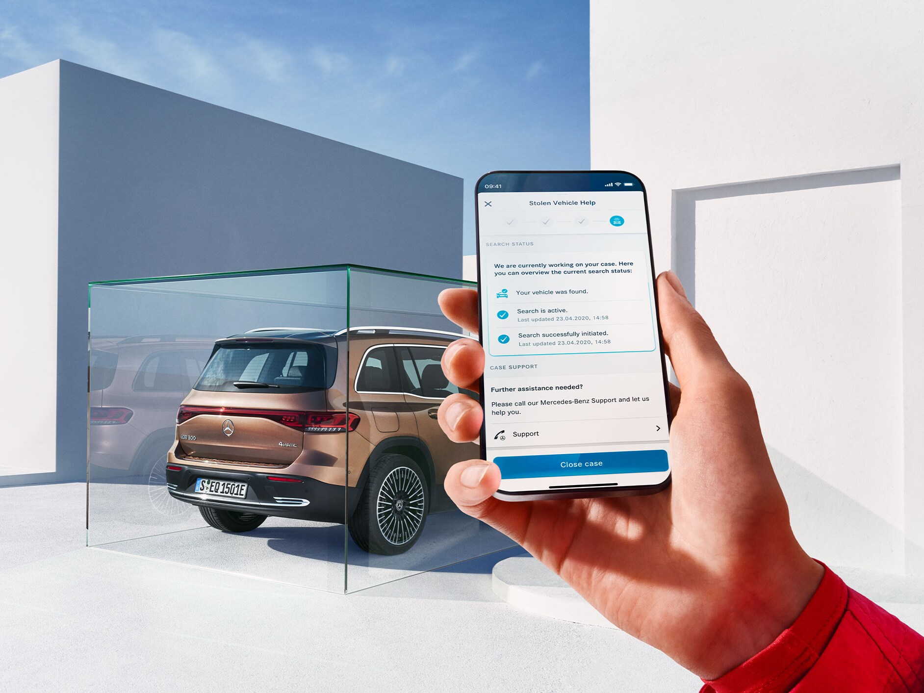 Num smartphone, através do Extra Digital GUARD 360°, é disponibilizada Ajuda no caso de roubo do veículo.