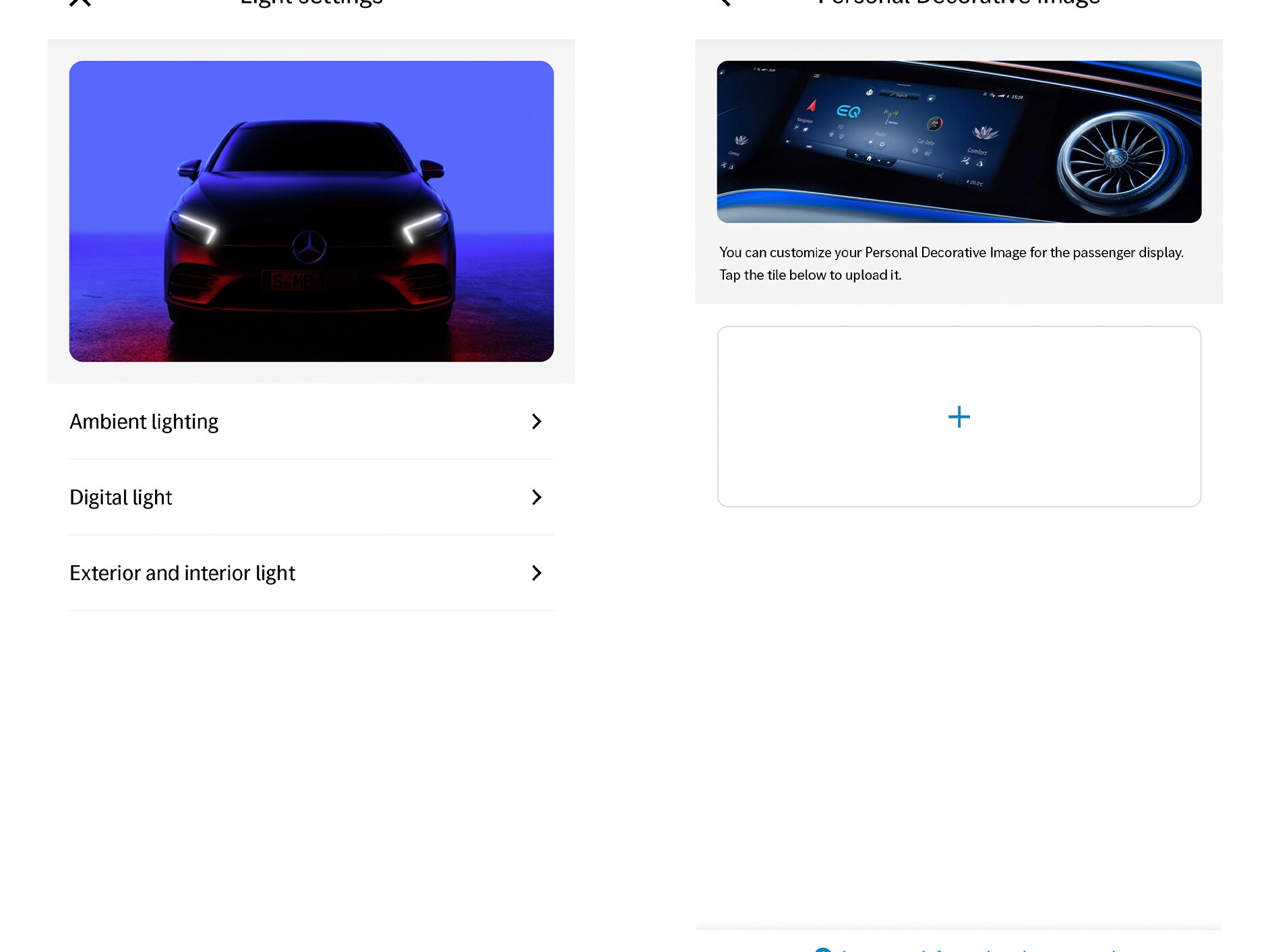 O display do sistema multimédia MBUX apresenta o Extra Digital Personalização.
