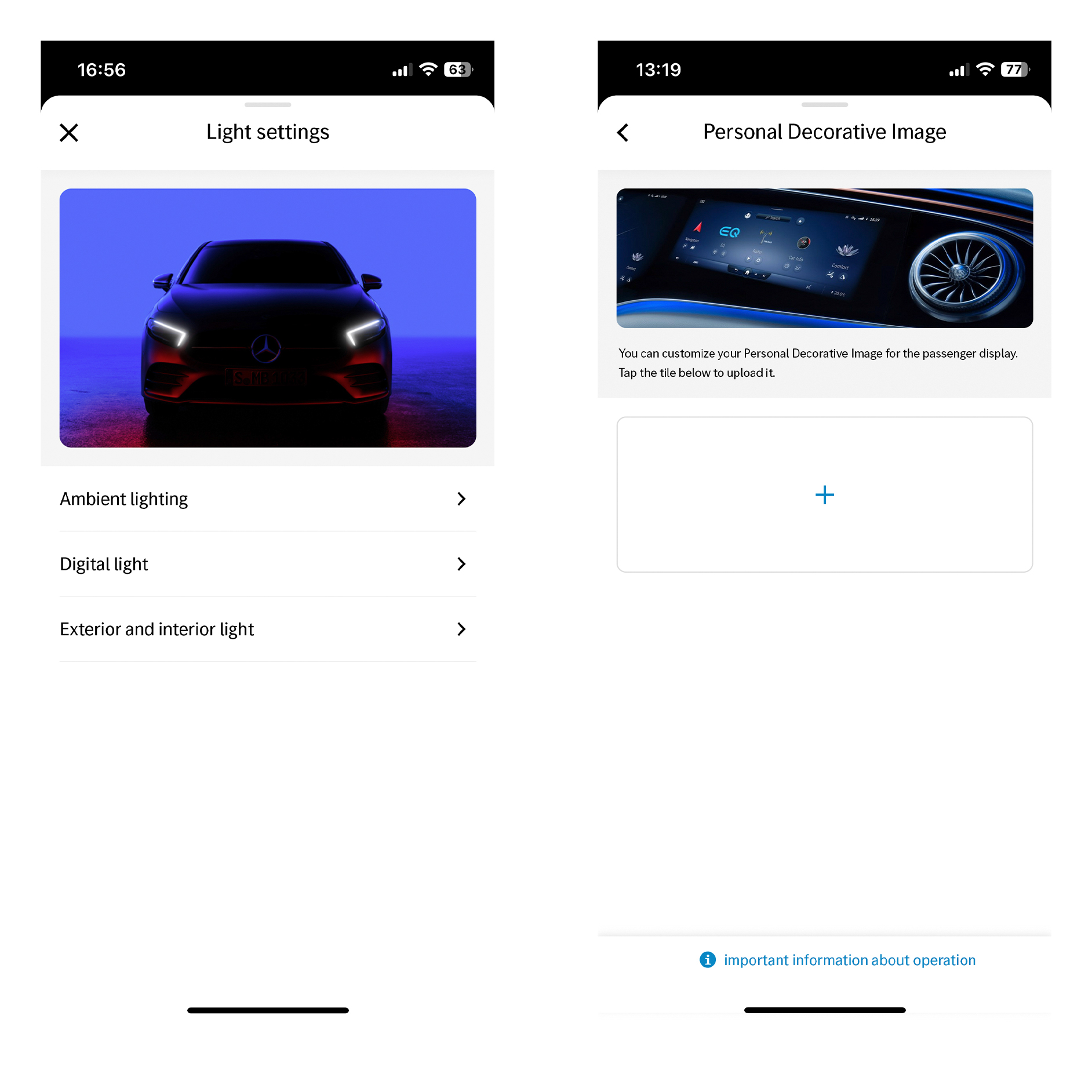 Personalização | Remote | Mercedes-Benz O display do sistema multimédia MBUX apresenta o Extra Digital Personalização.