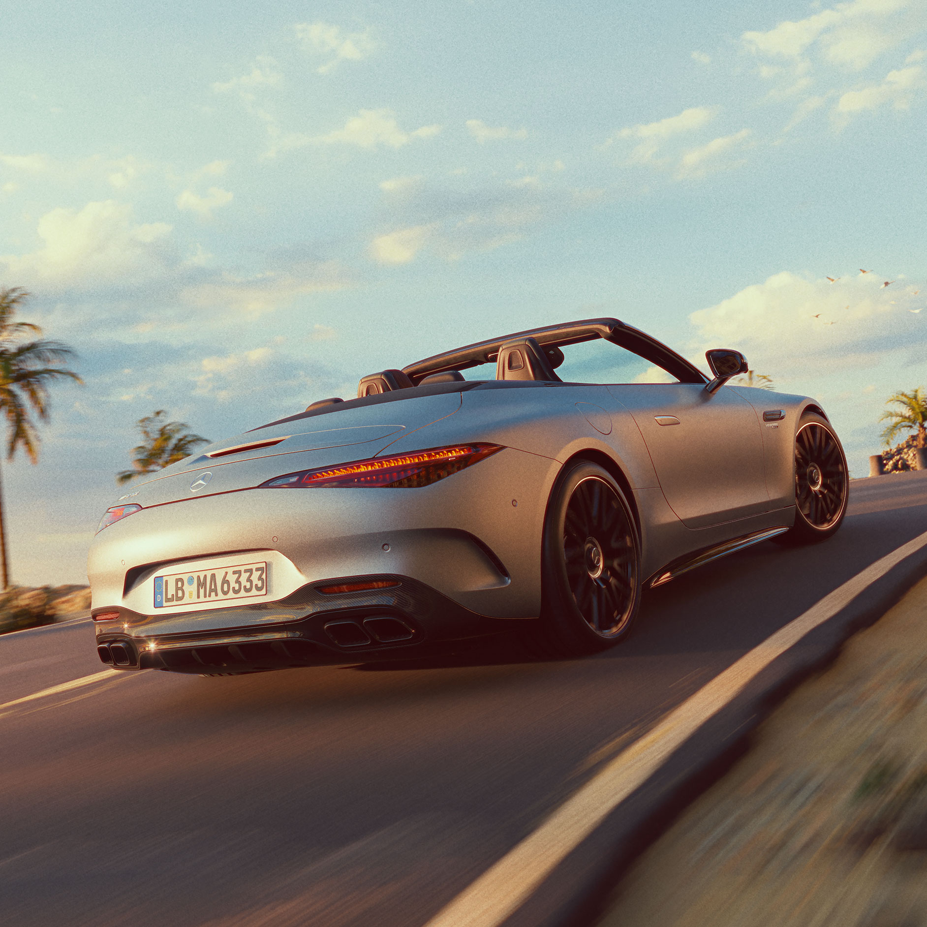 Desempenho | SL Roadster | Mercedes-AMG O exterior do Mercedes-AMG SL Roadster.