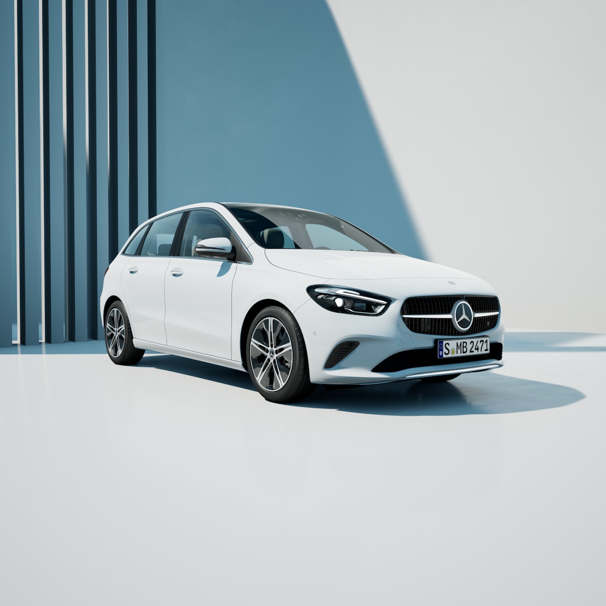 Vista frontal do Mercedes-Benz Classe B.