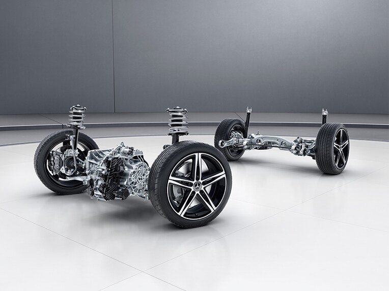 Uma imagem de tecnologia do A 35 4MATIC Limousine da Mercedes-AMG (suspensão AMG RIDE CONTROL).