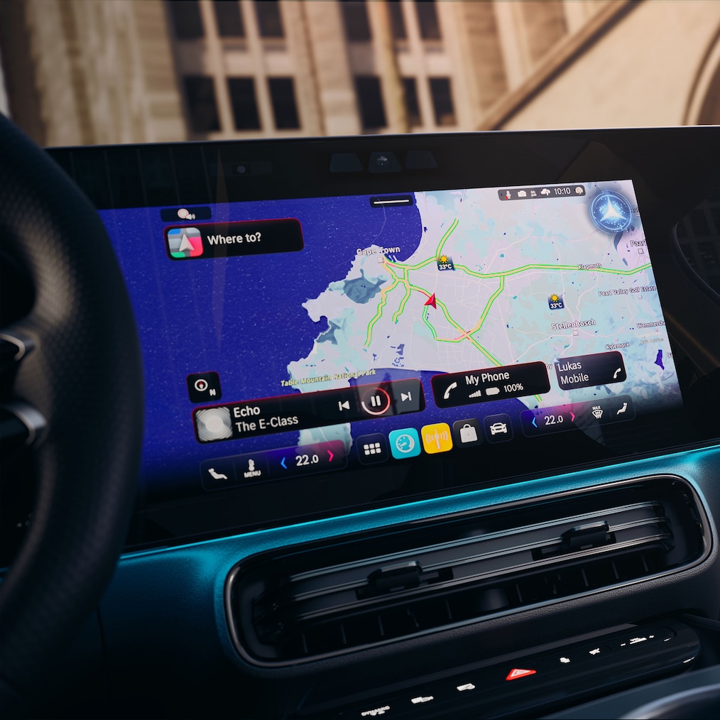 Vista do display central com Zero Layer Screen e o MVA no canto do CLA C178.