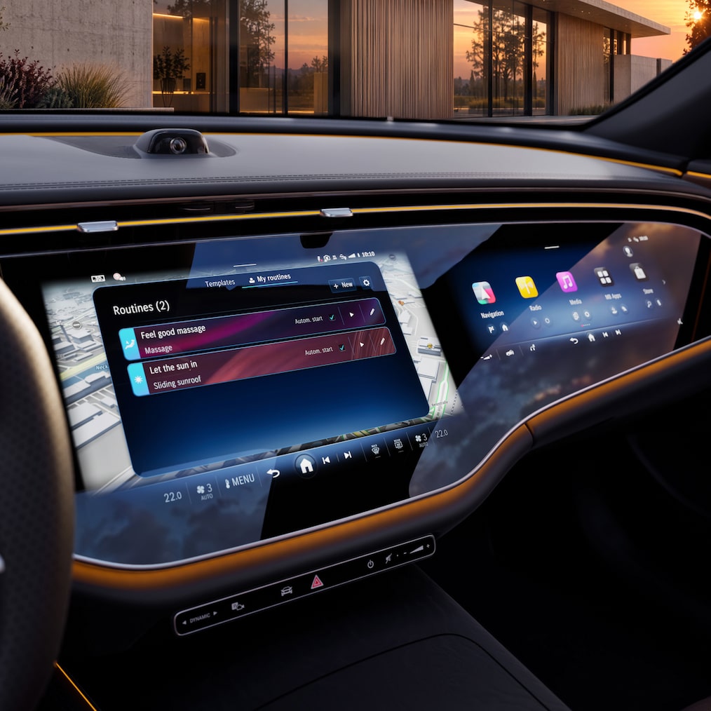 O cockpit panorâmico no Classe E da Mercedes-Benz.