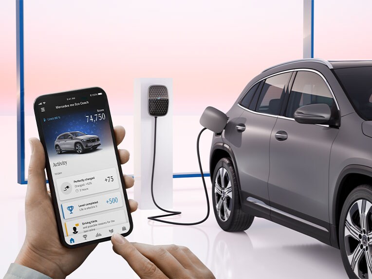 A aplicação Eco Coach no EQA da Mercedes-Benz.