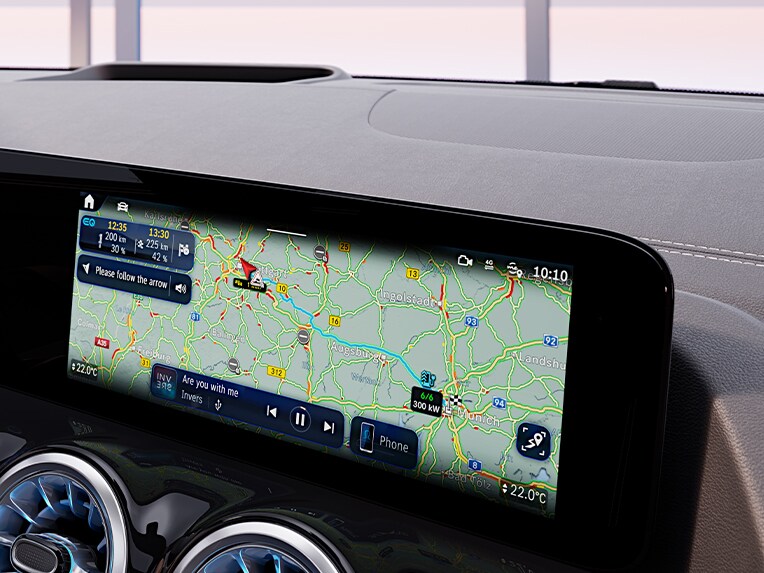 Navegação com Electric Intelligence no EQA da Mercedes-Benz.