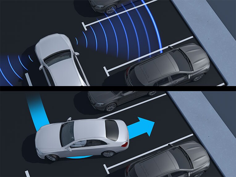 O Assistente Ativo de Estacionamento com PARKTRONIC no EQA da Mercedes-Benz.