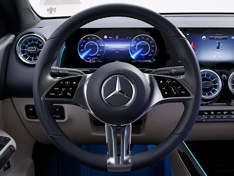 O volante no EQB da Mercedes-Benz.