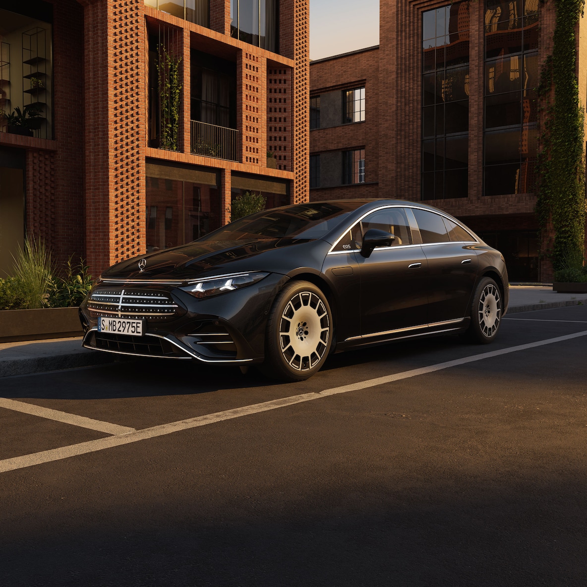 O exterior do novo EQS 100% elétrico da Mercedes-Benz.