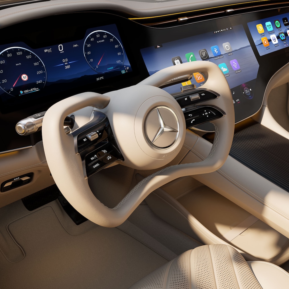 O novo volante do novo Mercedes-Benz EQS.