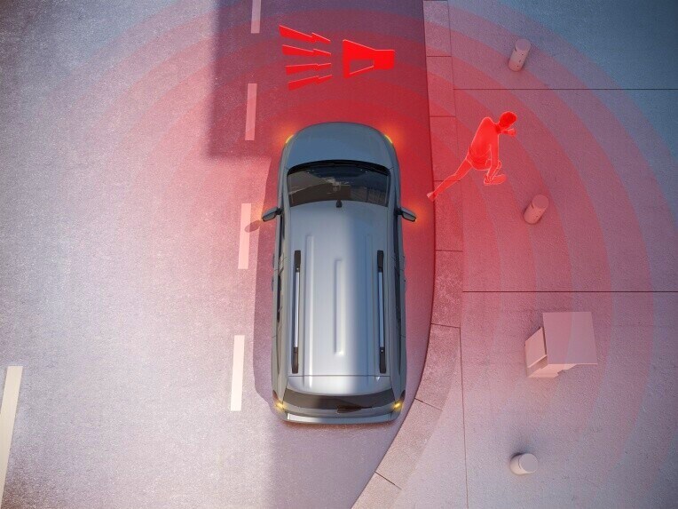 O sistema de alarme contra arrombamento e roubo do Mercedes-Benz EQT.