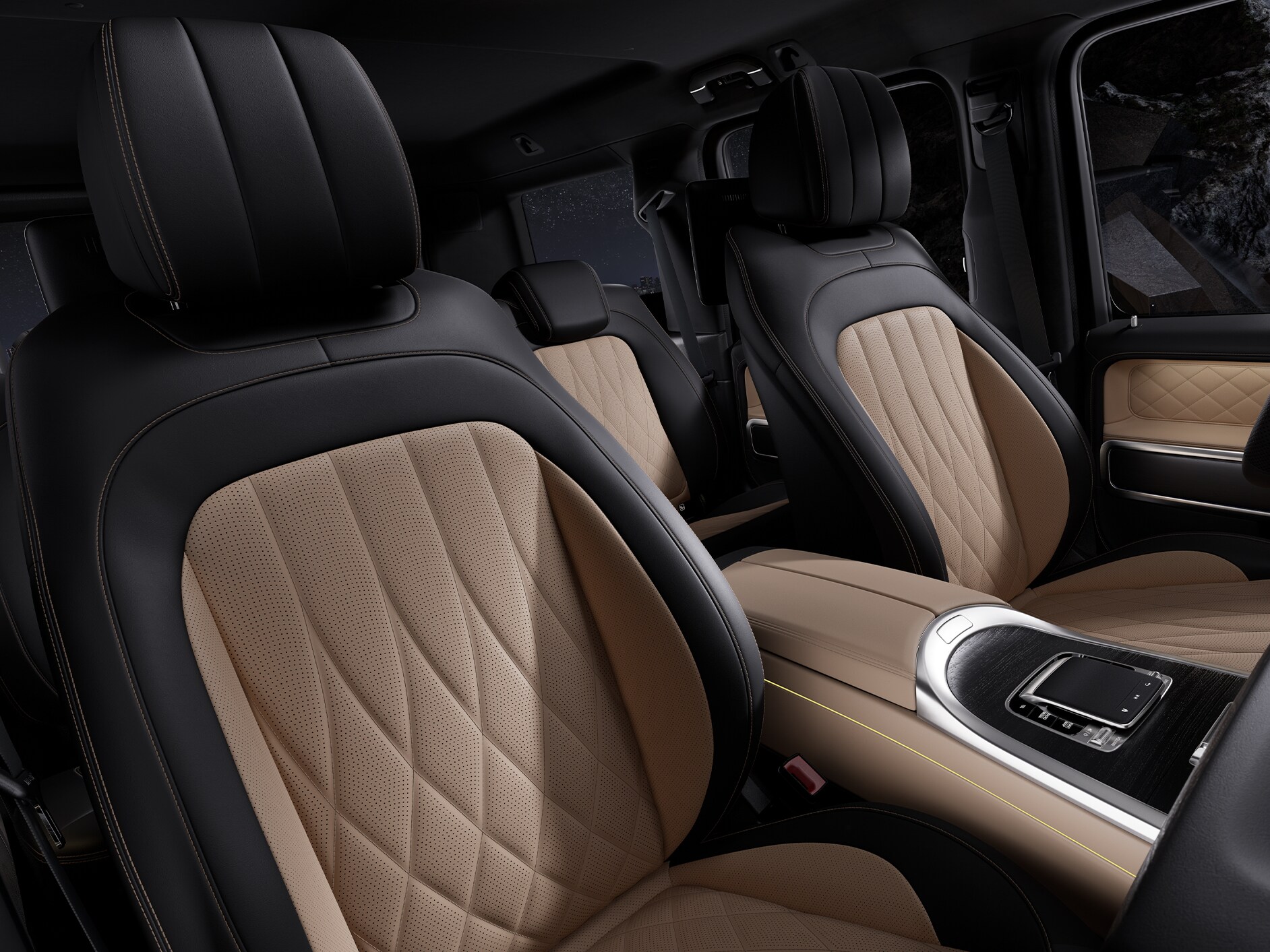 O interior do Classe G da Mercedes-Benz.