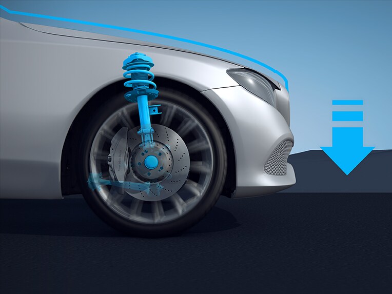 A suspensão conforto com rebaixamento do Mercedes-Benz GLA.