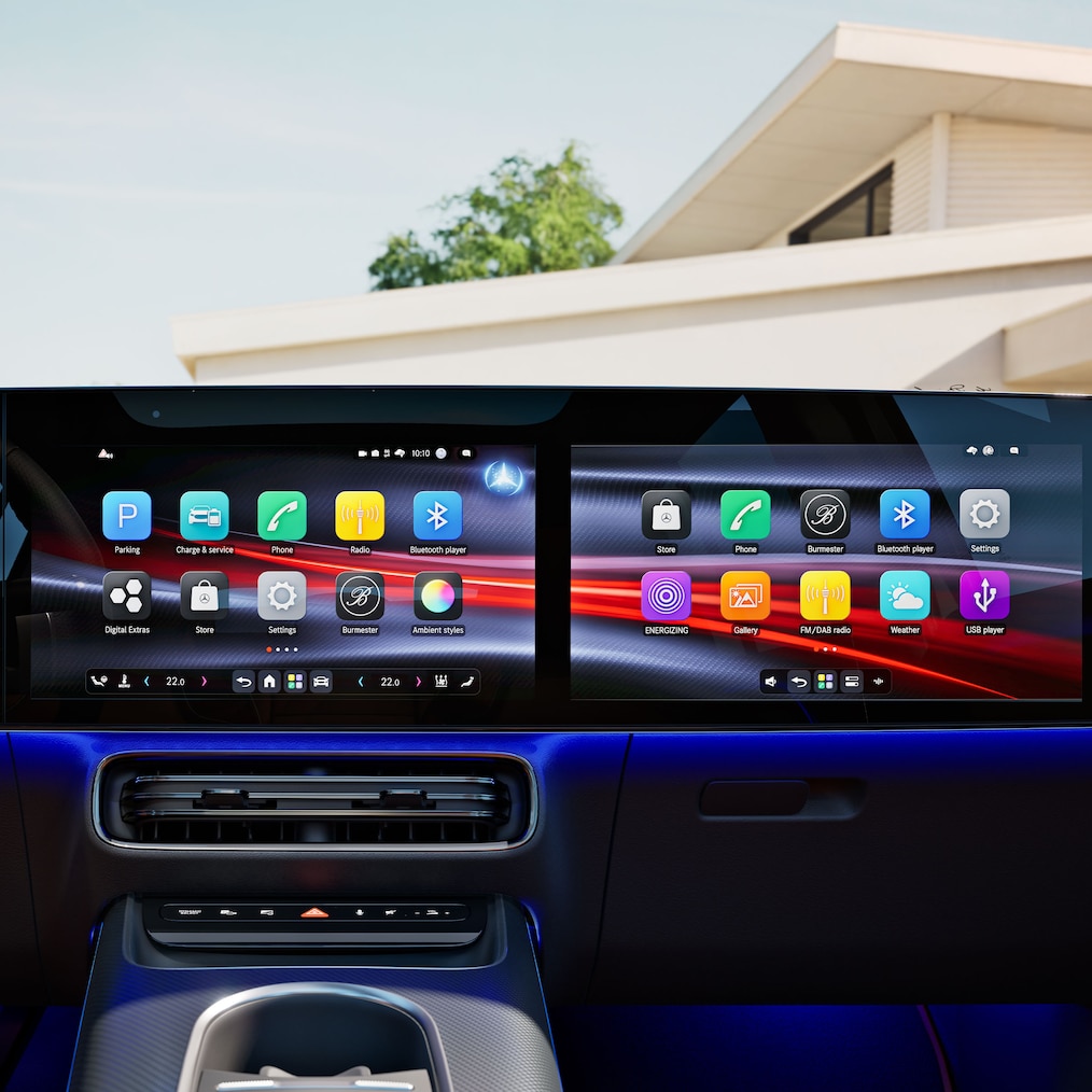 O MB.OS do novo GLB elétrico.