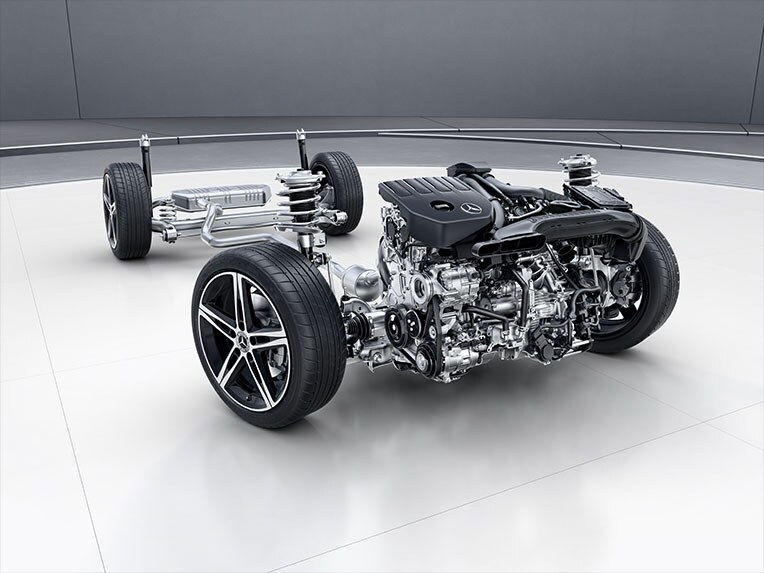 A suspensão conforto do Mercedes-Benz GLB.