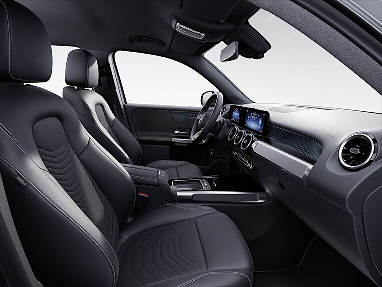A linha de equipamento Progressive no interior do GLB da Mercedes-Benz.