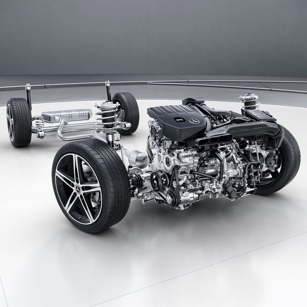 A suspensão conforto do Mercedes-Benz GLB.