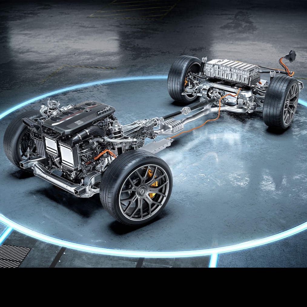 A cadeia cinemática do Mercedes-AMG GLC 63 S E PERFORMANCE Coupé.
