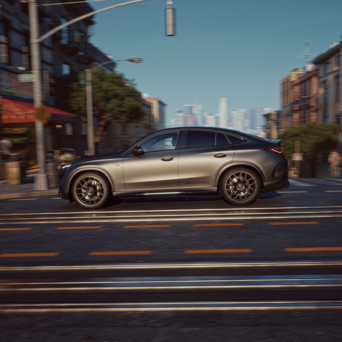 O design de coupé desportivo do novo Mercedes-AMG GLC.