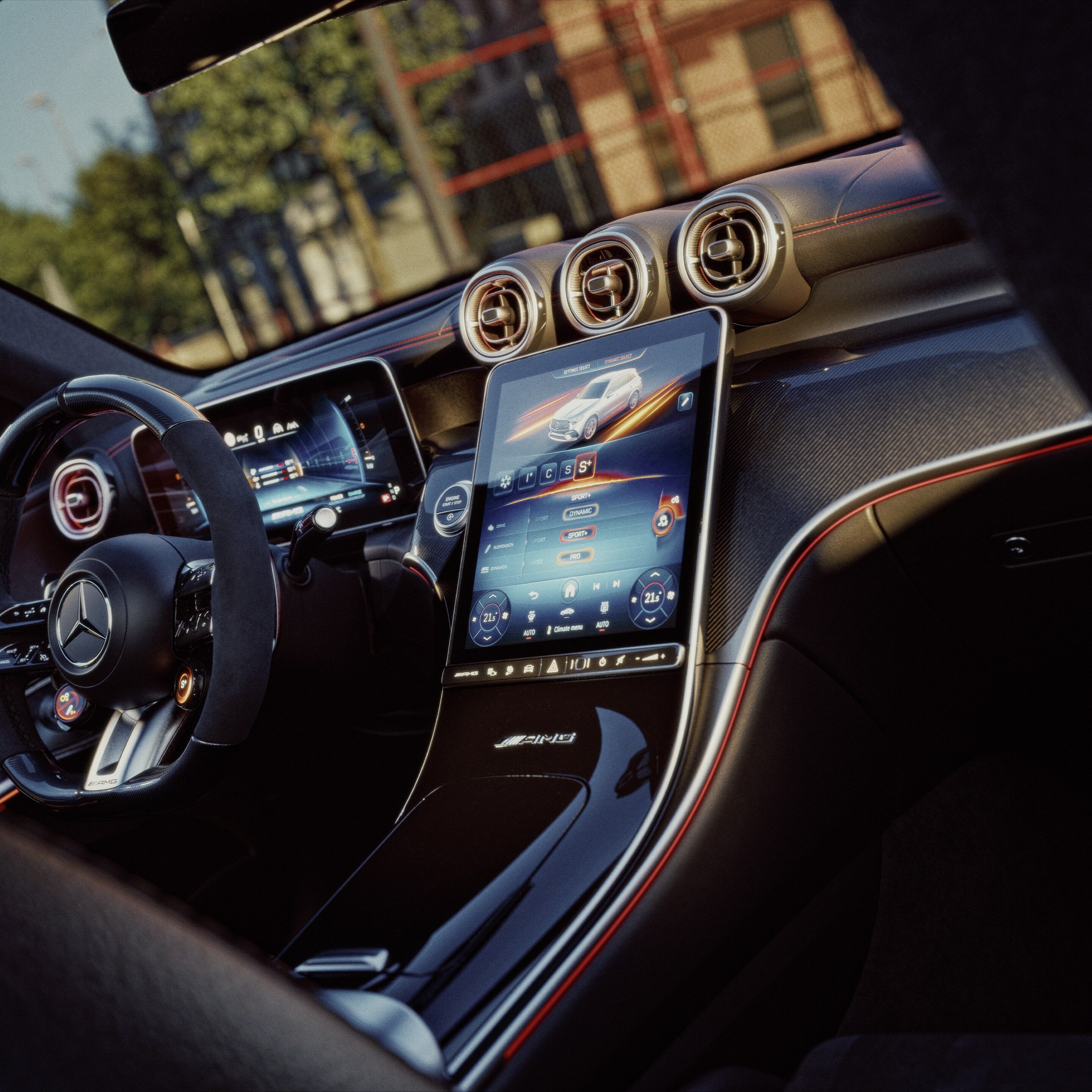 O interior do novo Mercedes-AMG GLC SUV.