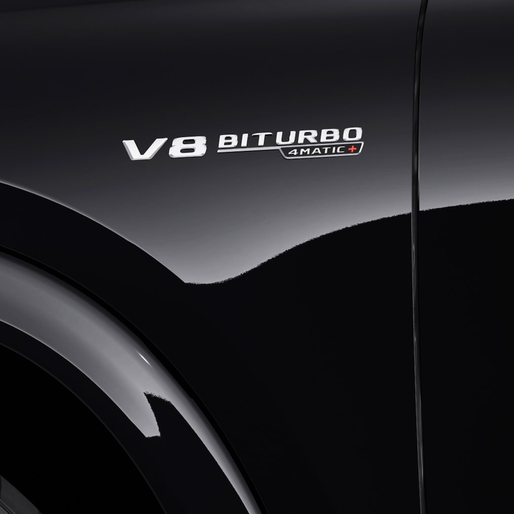 O motor V8 de 4,0 litros da AMG no Mercedes-AMG GLE 63 S Coupé.