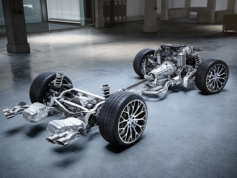 A ilustração da potência da Mercedes-AMG.