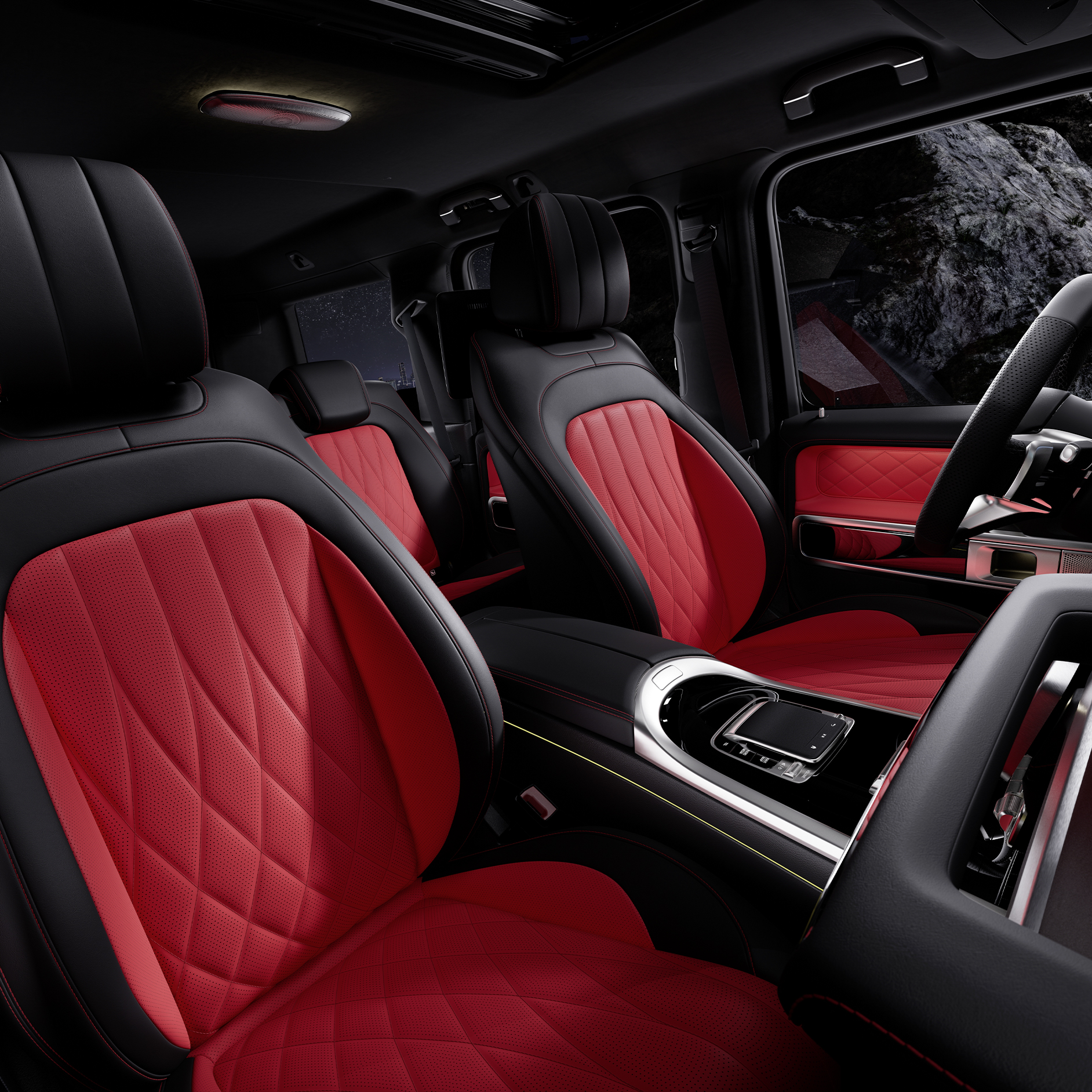 Interior | Área da marca do Classe G | Mercedes-Benz O interior do Classe G da Mercedes-Benz.