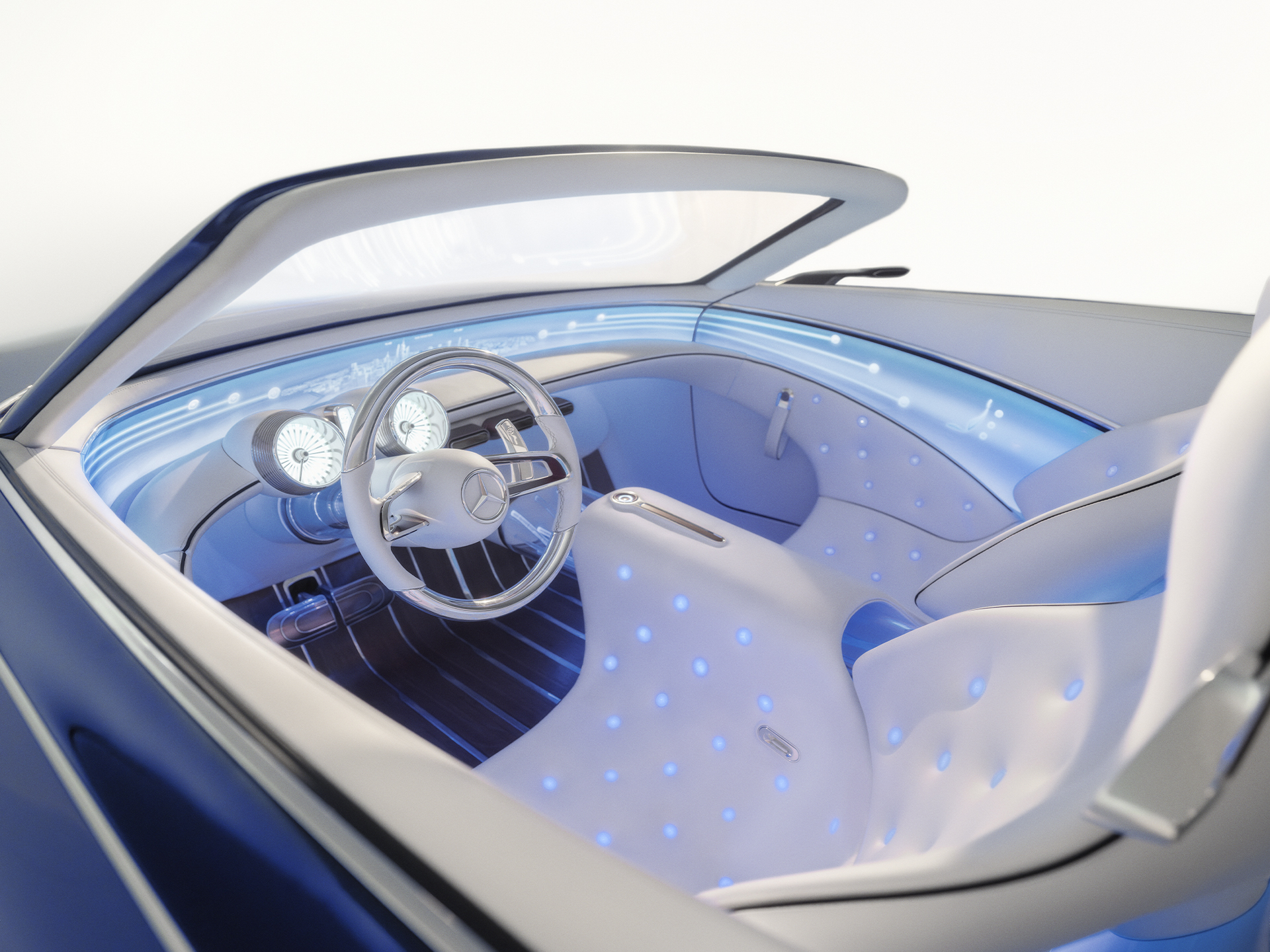Futuro | Marca | Mercedes-Maybach Uma visão do interior de um Mercedes-Maybach no futuro.