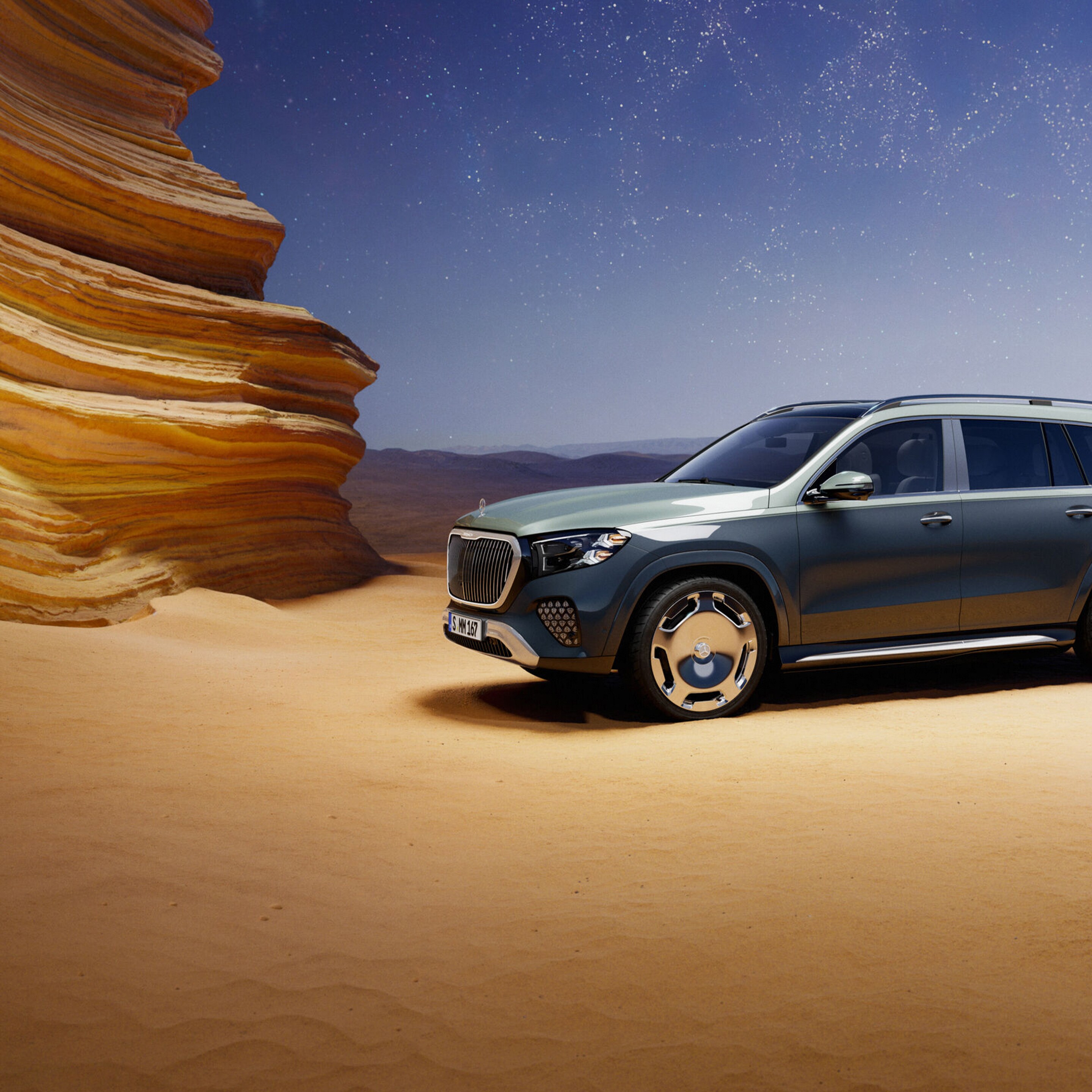 Vista frontal do Mercedes-Maybach GLS SUV.