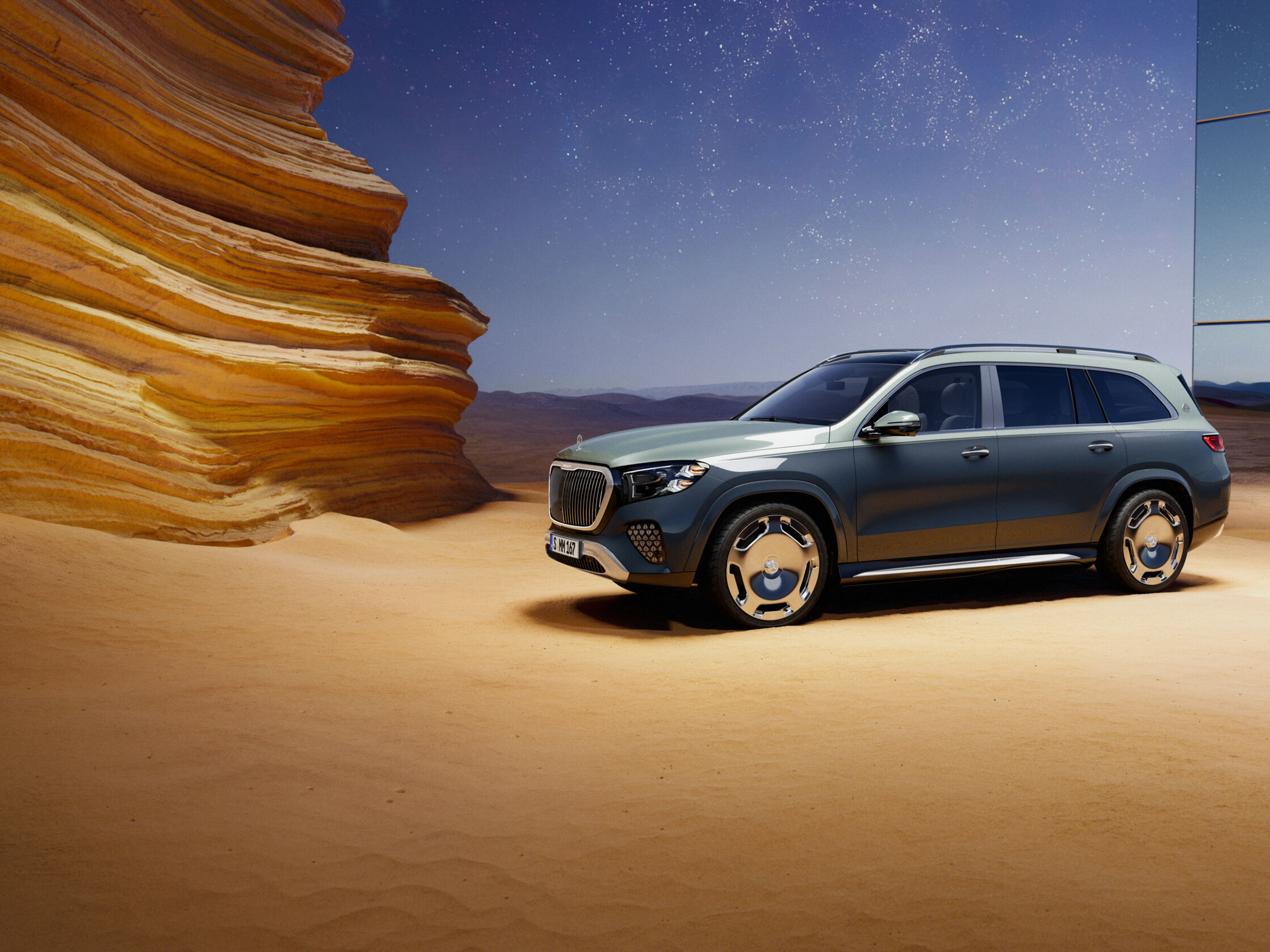 GLS SUV | Marca | Mercedes-Maybach Vista frontal do Mercedes-Maybach GLS SUV.