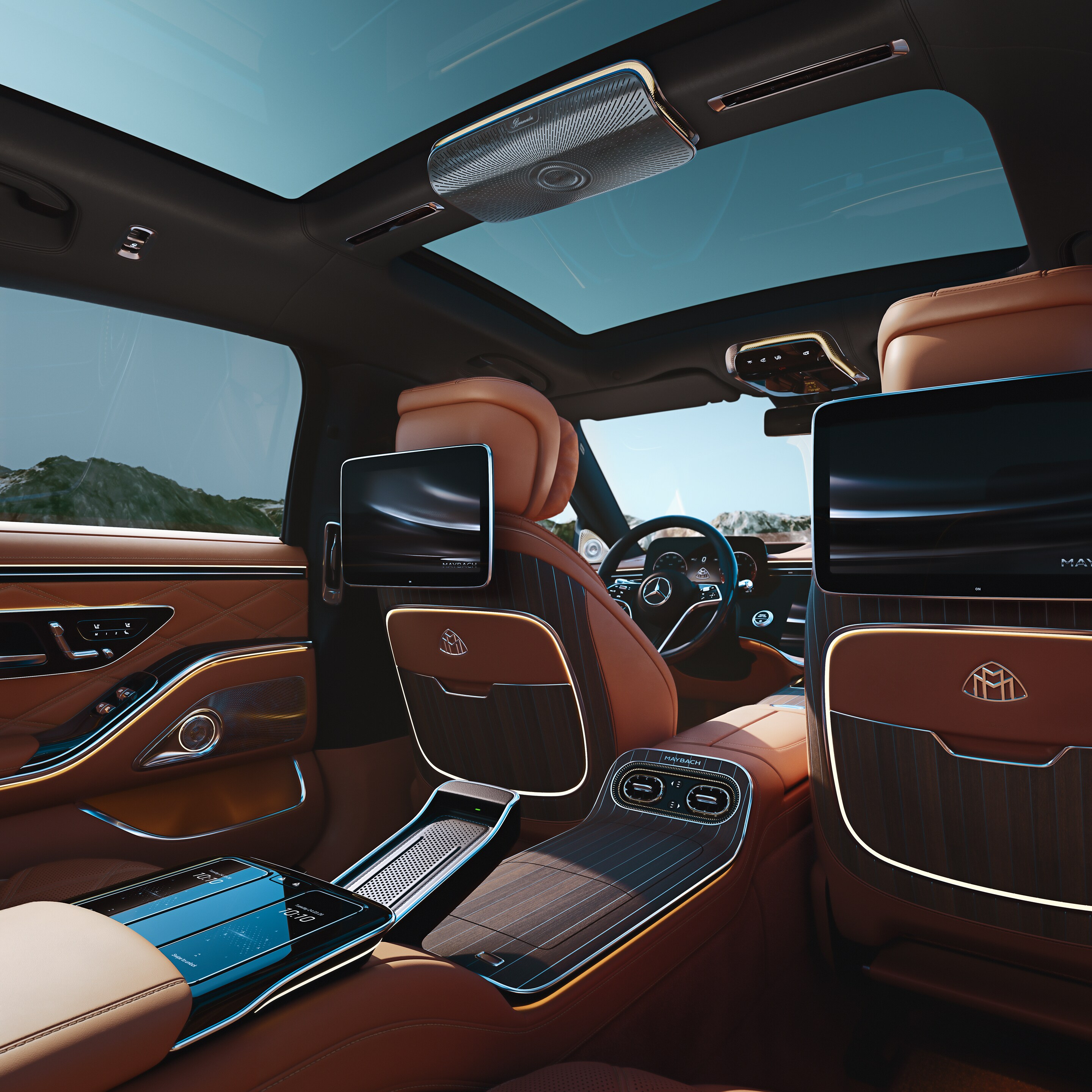 O interior do Mercedes-Maybach Classe S.
