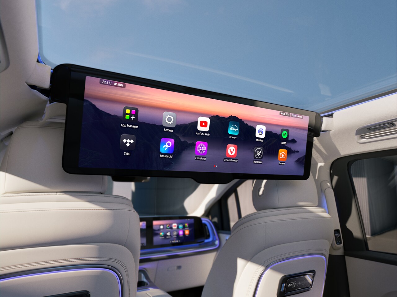 A Experiência de Espaço Traseiro MBUX com um display de alta resolução extensível de 78,8 cm (31,3").