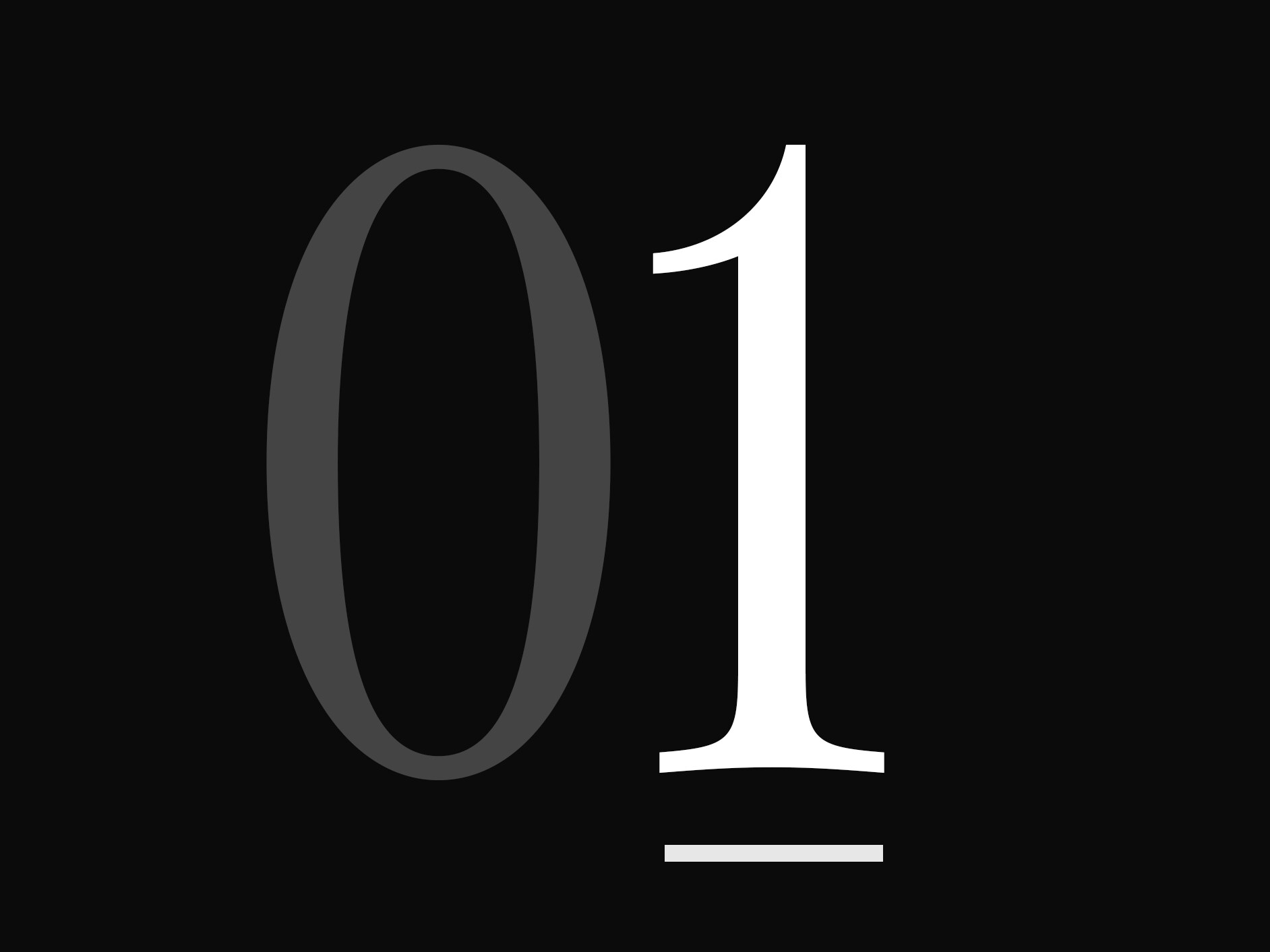 Um grande número "01".