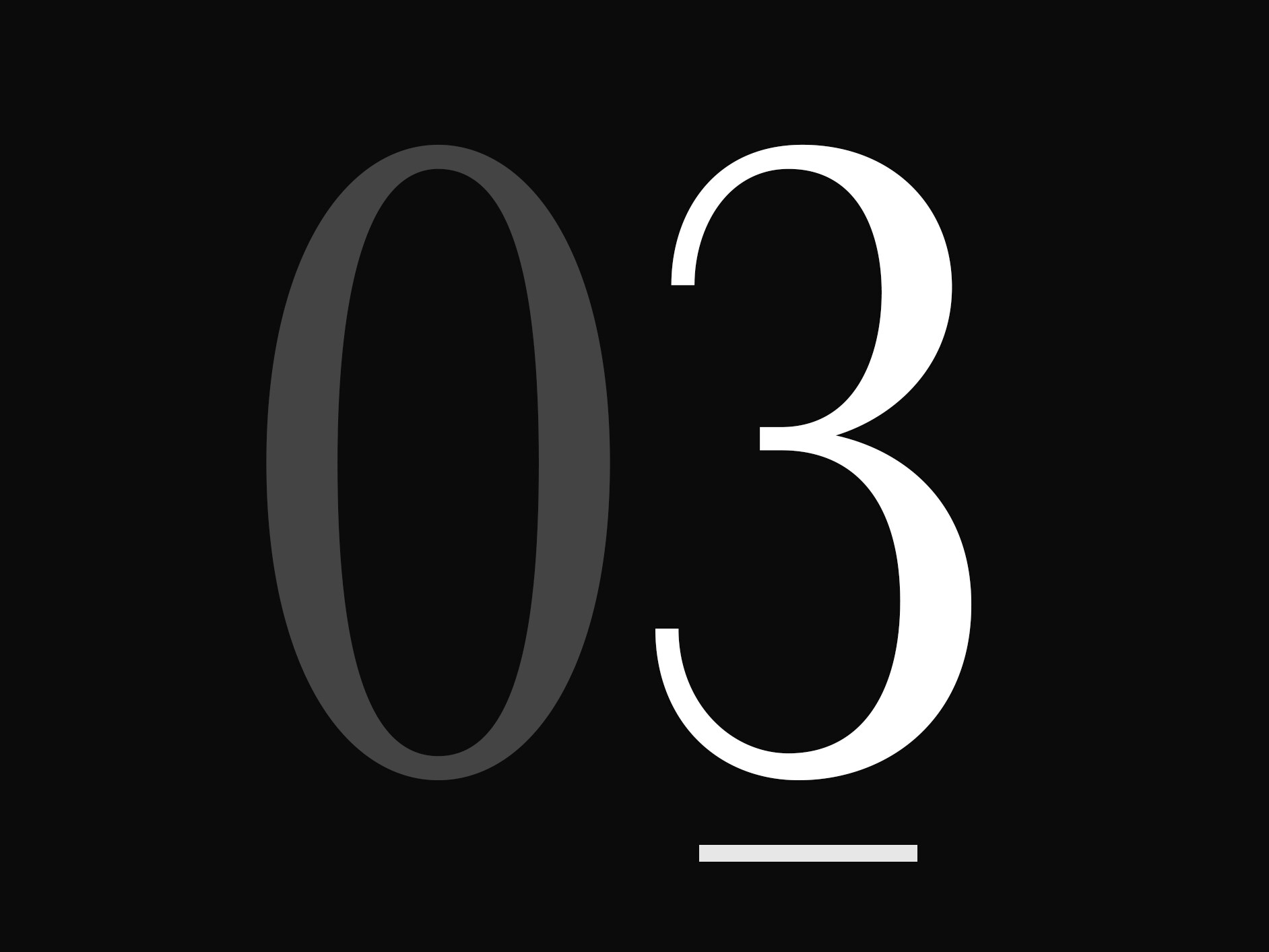 Um grande número "03".