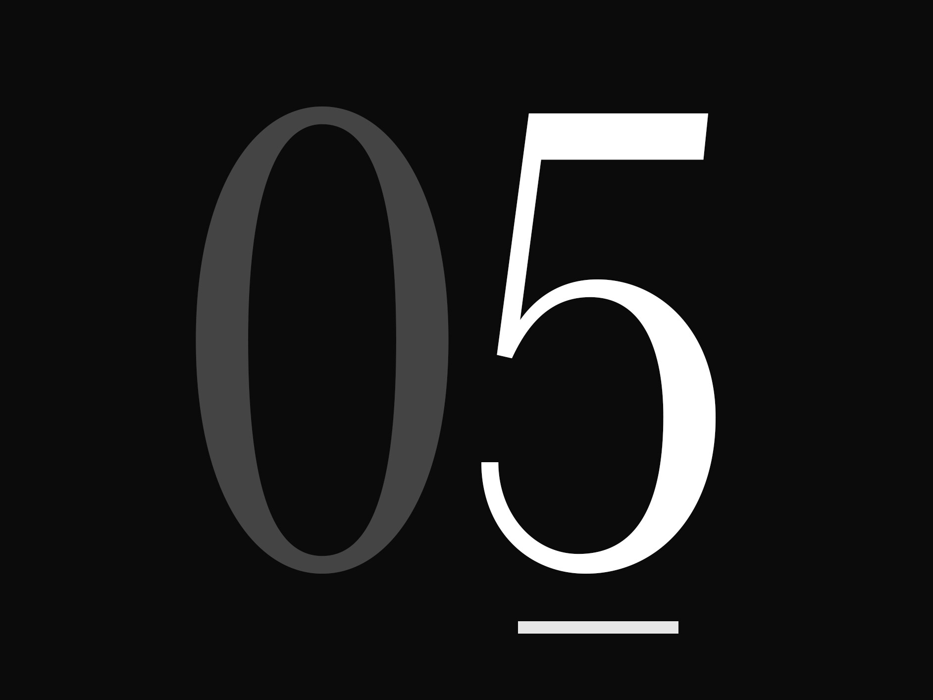 Um grande número "05".