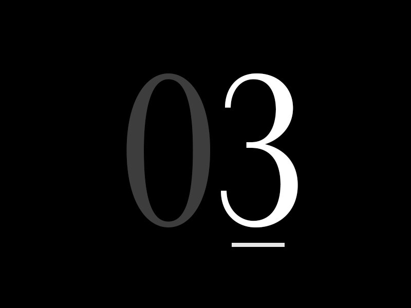 Um grande número "03".