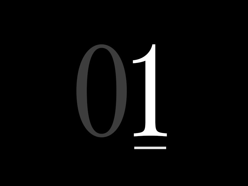 Um grande número "01".
