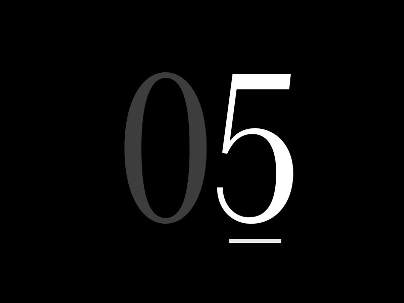 Um grande número "05".