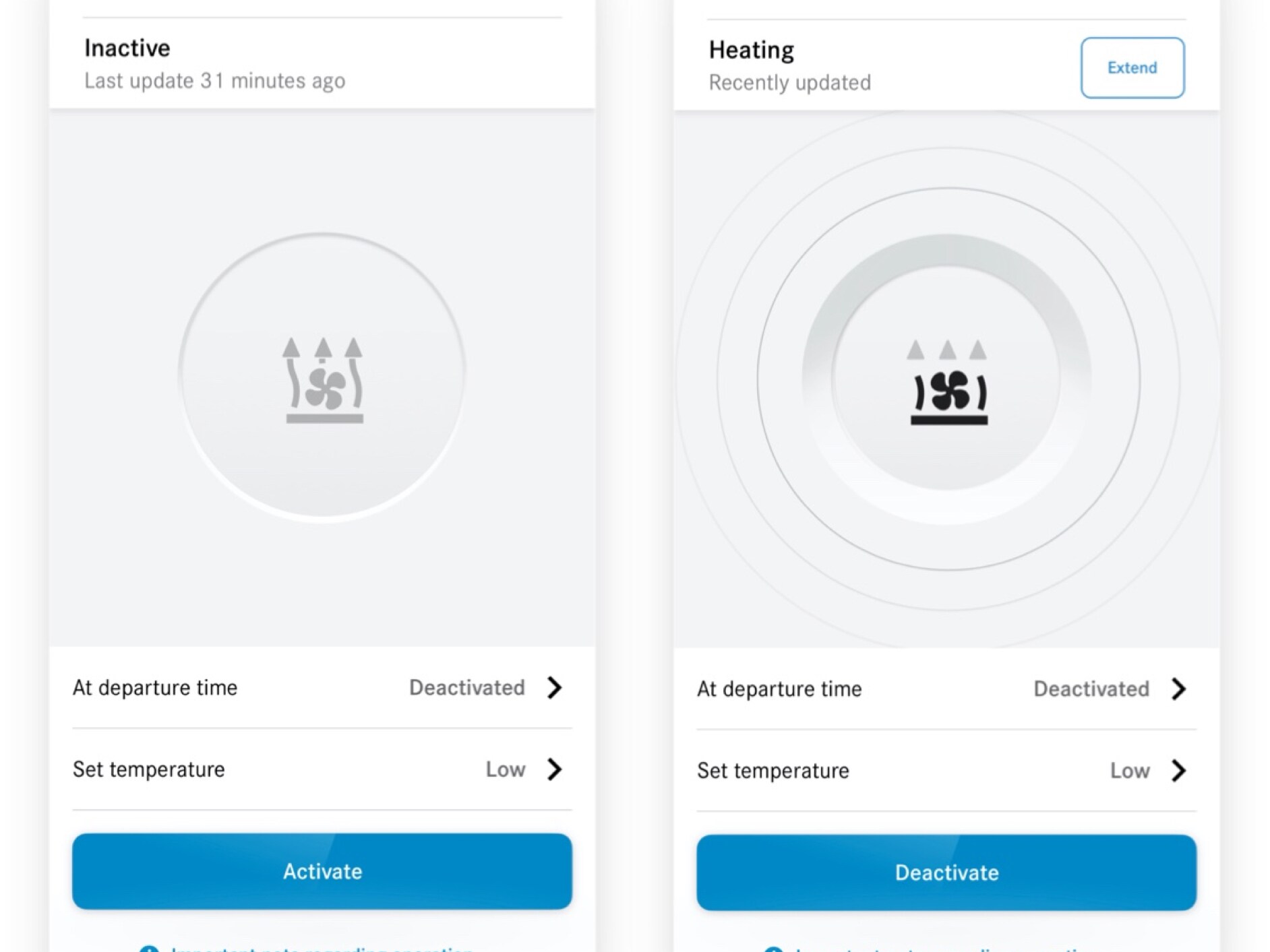 Num smartphone é ajustada a climatização com a funcionalidade digital extra Programação do aquecimento/ventilação auxiliar.