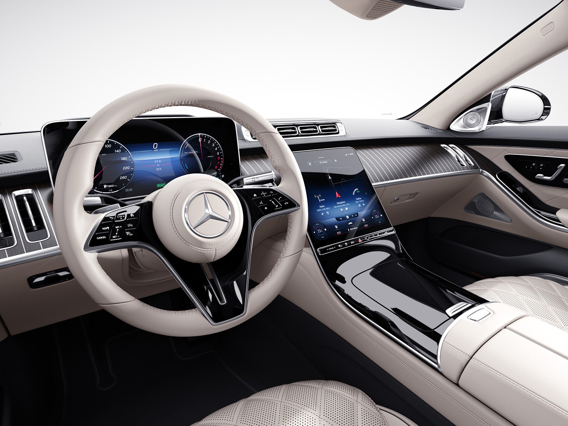 O display do condutor do Mercedes-Benz Classe S Limousine.