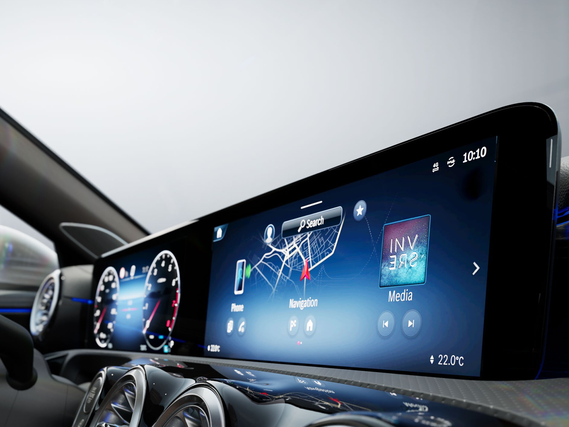 O interior de um Mercedes-Benz.