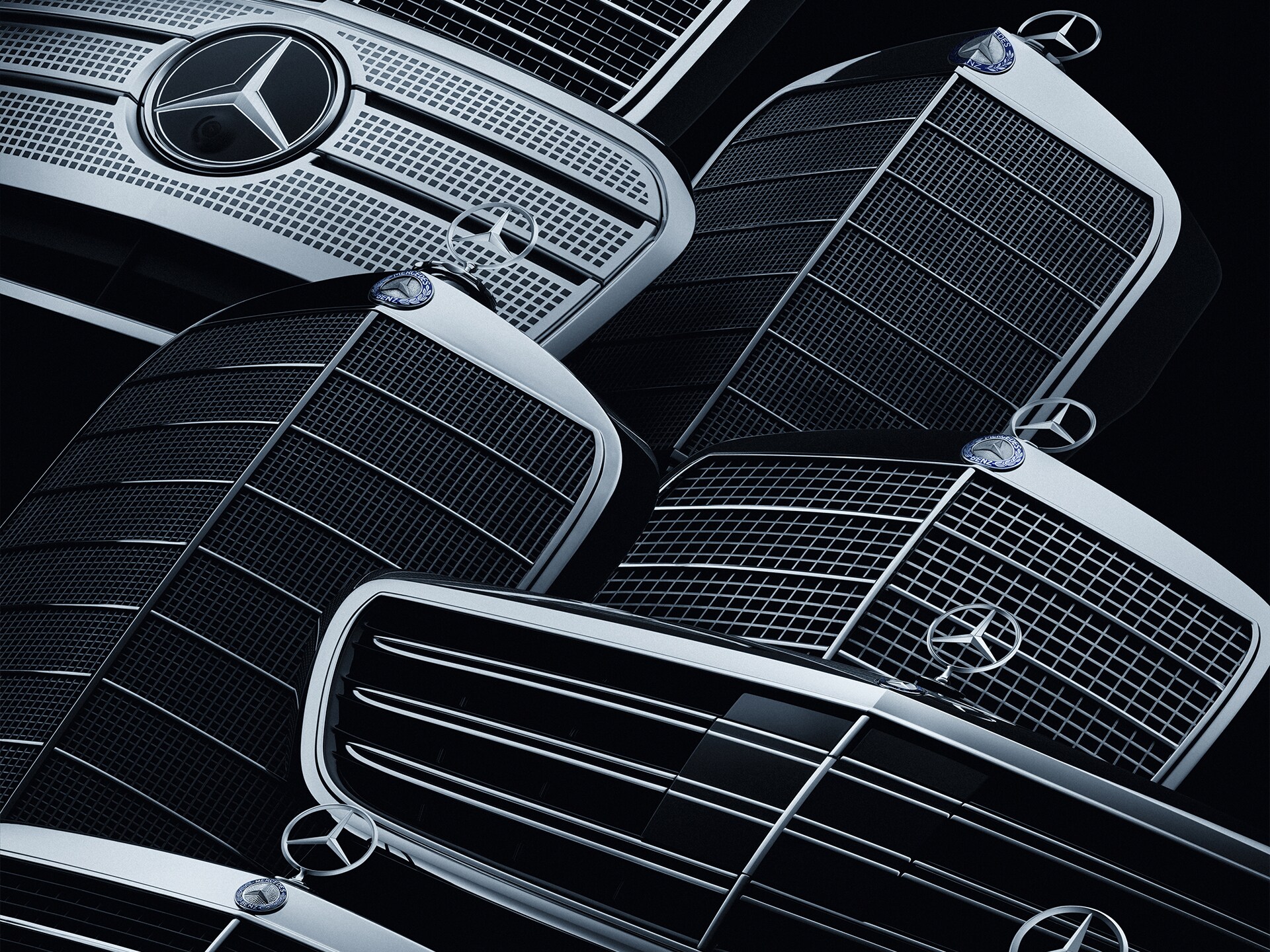 Coleção de grelhas de radiador Mercedes-Benz.
