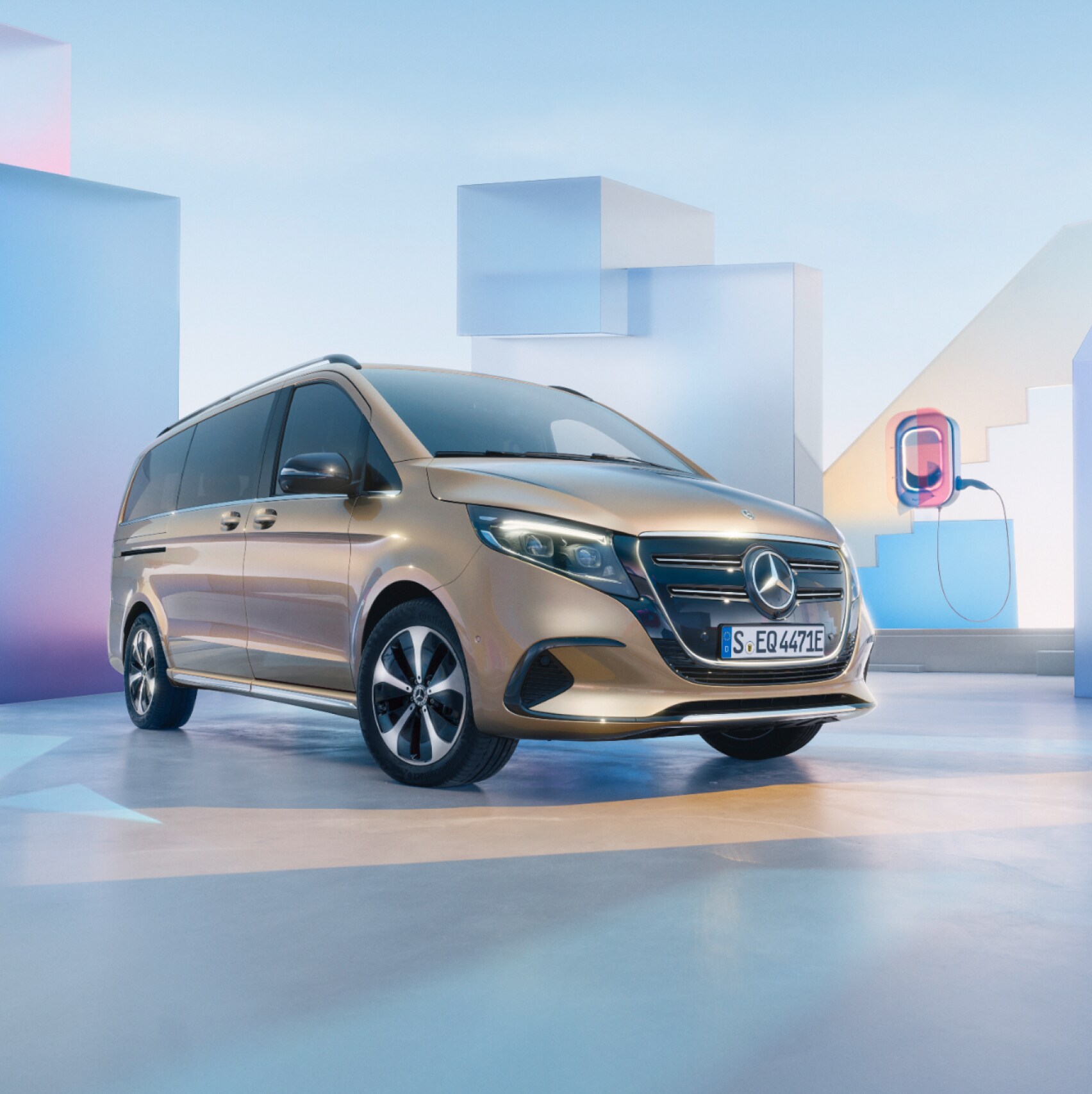 O exterior do Mercedes-Benz EQV.