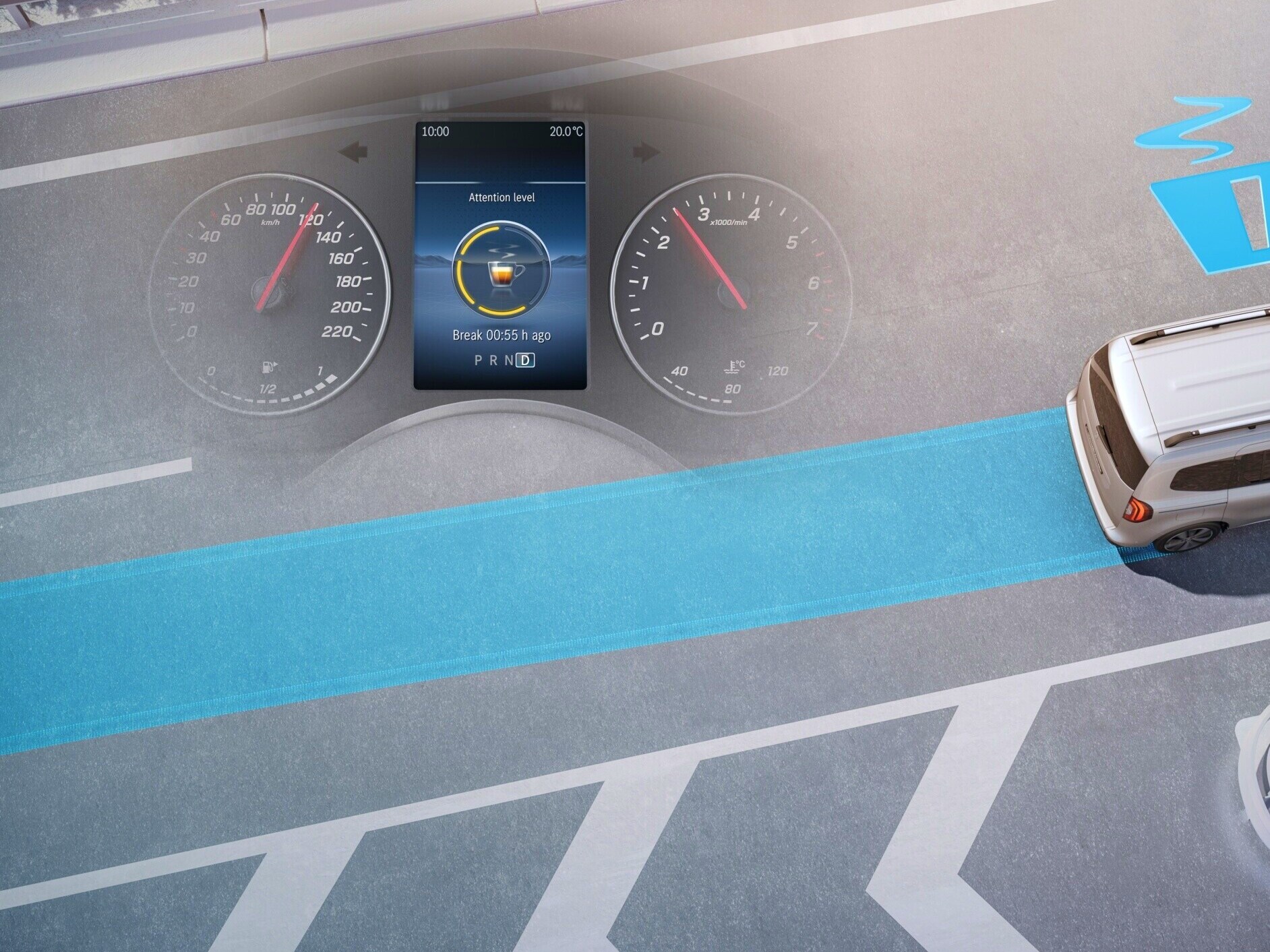 O sistema ATTENTION ASSIST no Mercedes-Benz eCitan Furgão.