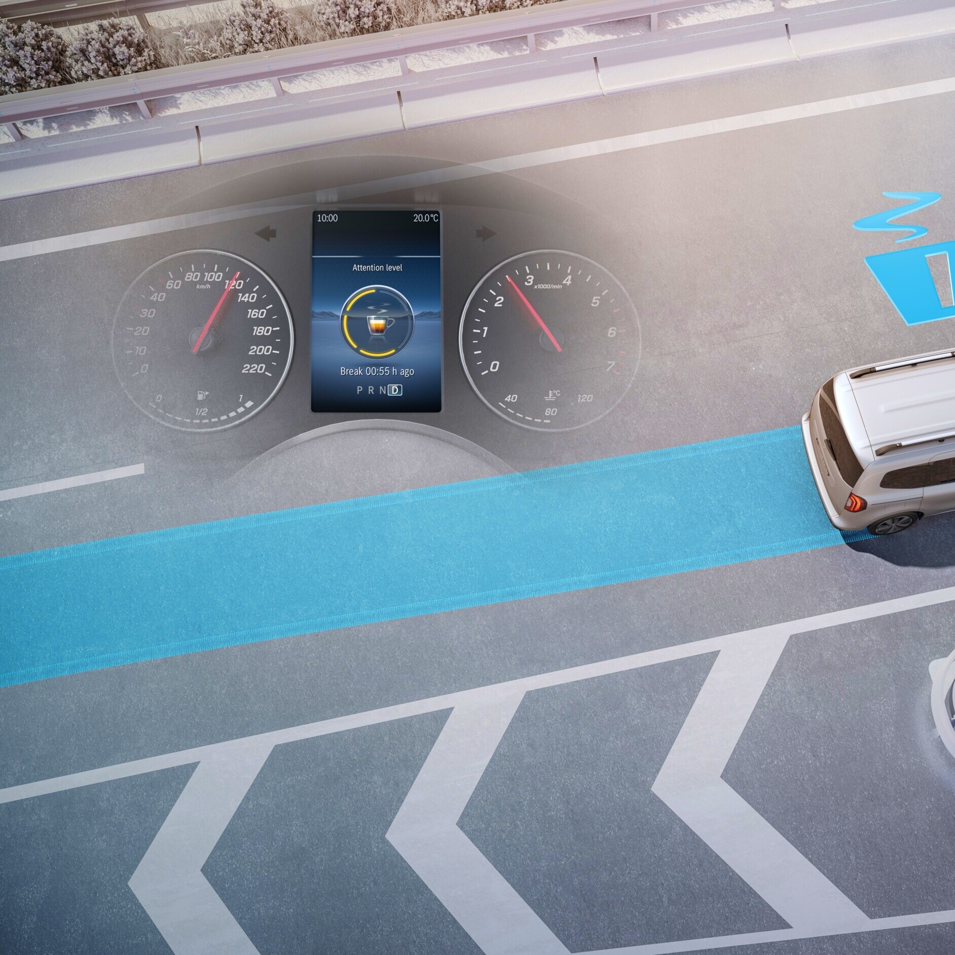 ATTENTION ASSIST | eCitan Furgão | Mercedes-Benz O sistema ATTENTION ASSIST no Mercedes-Benz eCitan Furgão.