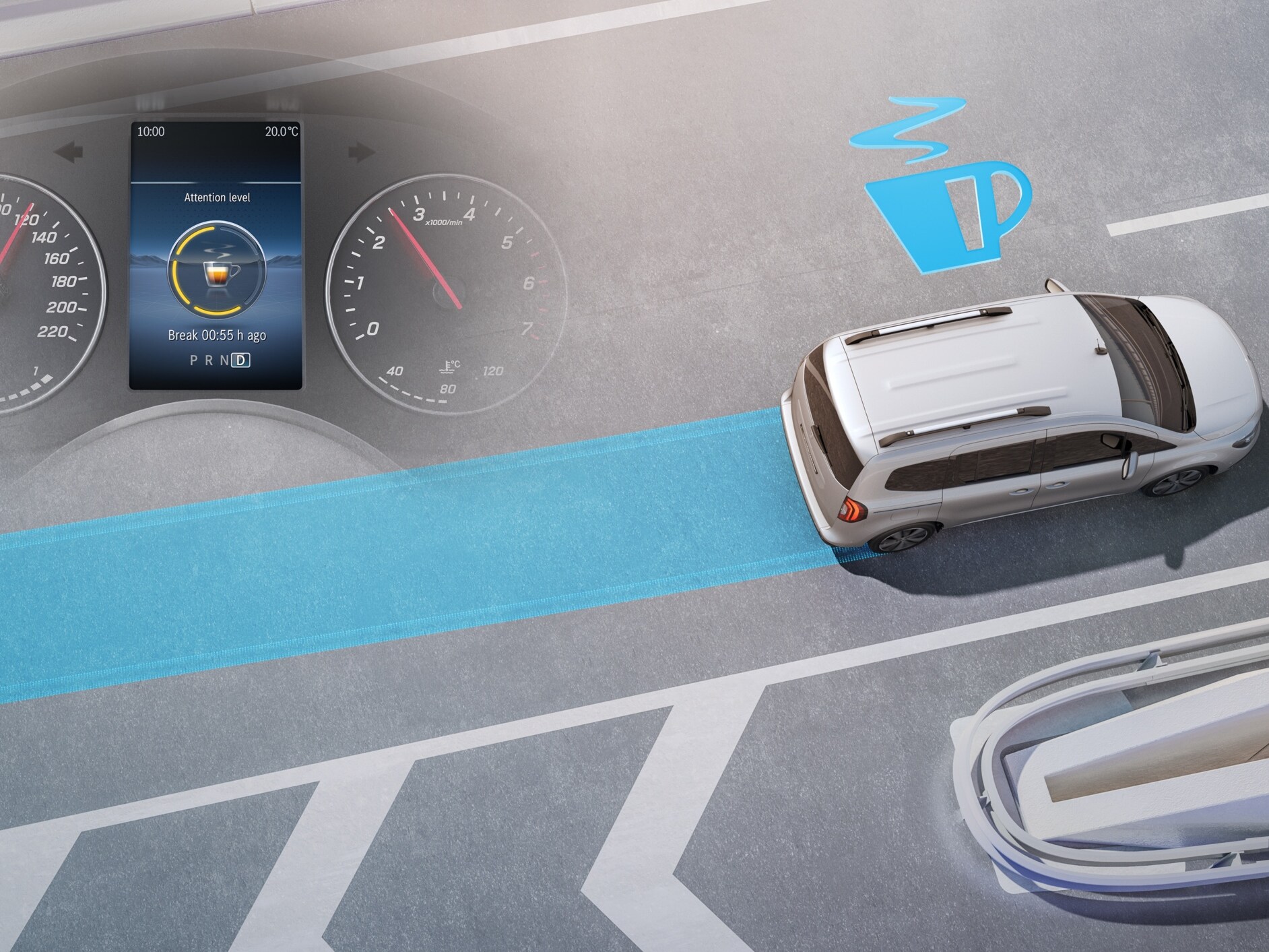 O sistema ATTENTION ASSIST no Mercedes-Benz eCitan Tourer.