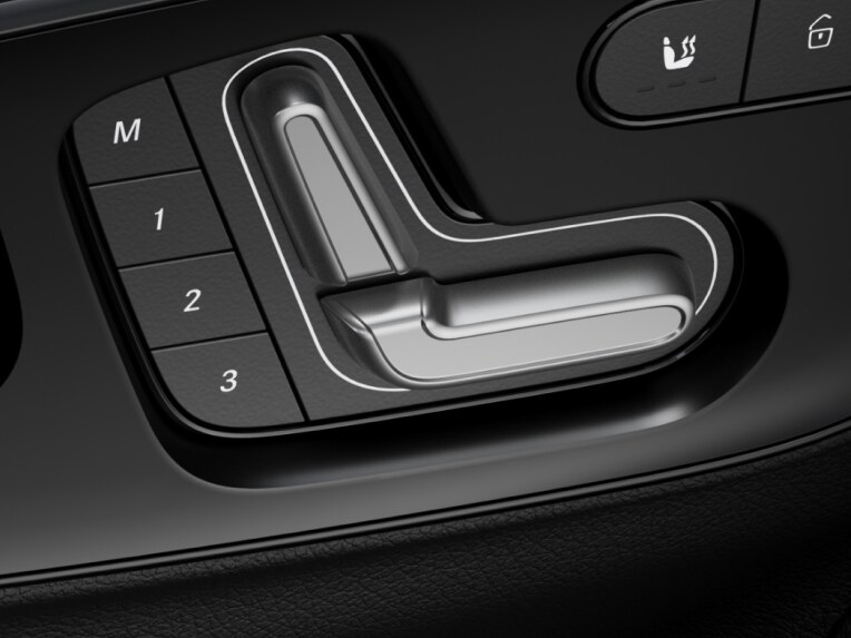 Os comandos dos bancos do condutor e do acompanhante eletricamente ajustáveis no Mercedes-Benz eSprinter Furgão.