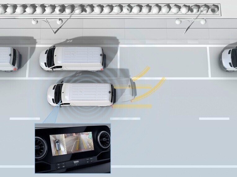 O Pack Parking com câmara 360° do Mercedes-Benz eSprinter Furgão.