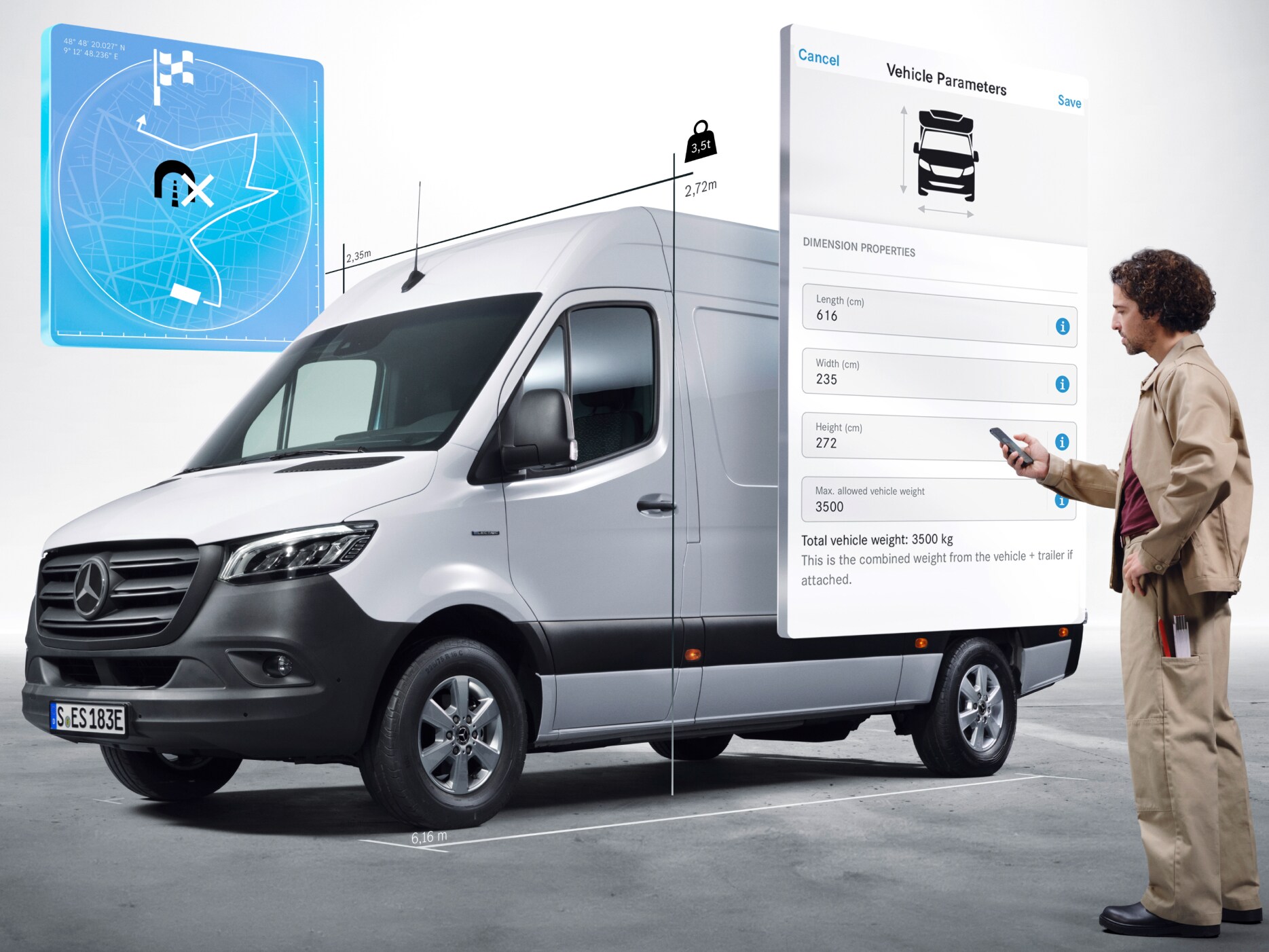 Os Extras Digitais para o eSprinter Veículo de plataforma da Mercedes-Benz.
